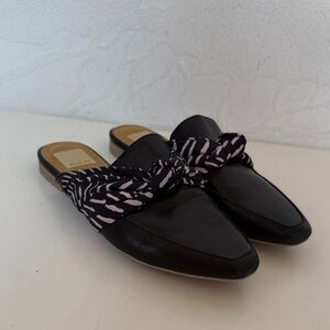 Dolce Vita Women's  Black Mules with Pink Patterned Bow Size 6